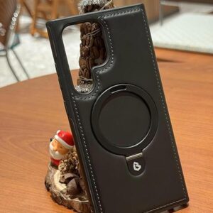 Luxury PU Leather Magnetic Bracket Ring Magsafe Case