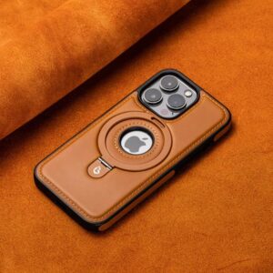 Luxury PU Leather Magnetic Bracket Ring Magsafe Case