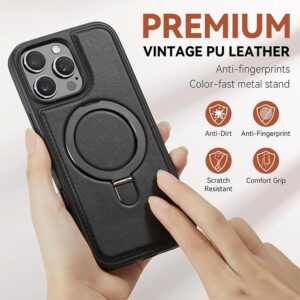 Luxury PU Leather Magnetic Bracket Ring Magsafe Case