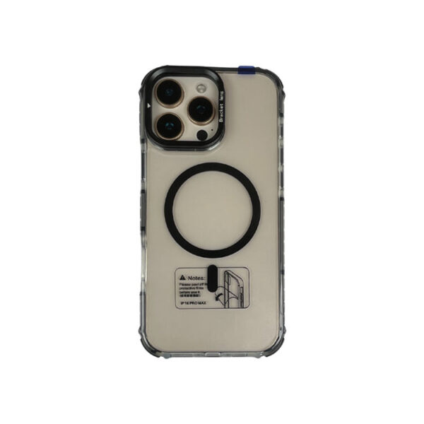 For iPhone 14 Series Transparent TPU Magsafe Case with Kick Stand Lens Protector