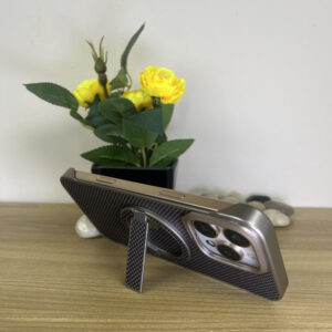 For iPhone 15 Pro Max New Asthetic Carbon Fiber Case With Magsafe and Detachable Kickstand