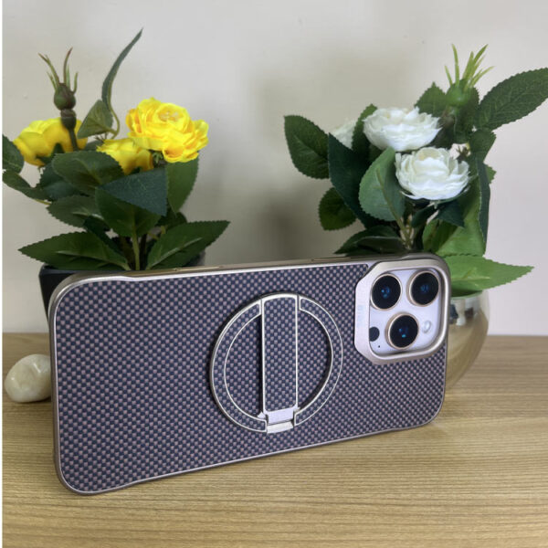 For iPhone 16 Pro Max New Asthetic Carbon Fiber Case With Magsafe and Detachable Kickstand