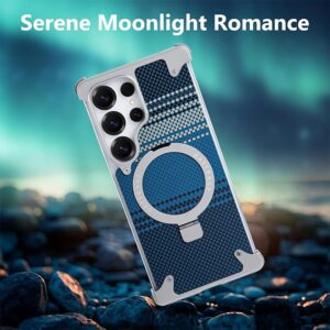 For Samsung S25 Ultra Frameless Shell Fiber Metal Aluminum Case Built-in Magnetic O-ring Kickstand