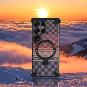 For Samsung S25 Ultra Frameless Shell Fiber Metal Aluminum Case Built-in Magnetic O-ring Kickstand