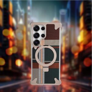 For Samsung S25 Ultra Frameless Shell Fiber Metal Aluminum Case Built-in Magnetic O-ring Kickstand