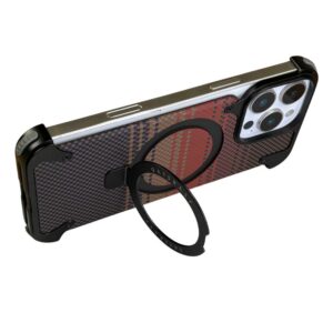 For iPhone 16 Pro Max Frameless Shell Fiber Metal Aluminum Case Built-in Magnetic O-ring Kickstand