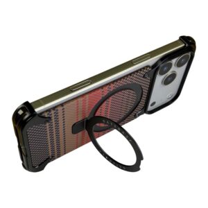 For iPhone 17 Pro Max Frameless Shell Fiber Metal Aluminum Case Built-in Magnetic O-ring Kickstand