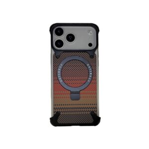 For iPhone 17 Pro Max Frameless Shell Fiber Metal Aluminum Case Built-in Magnetic O-ring Kickstand