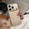 For iPhone 17 Pro Max Luxury Nano Acrylic Matte Magnetic iPhone Case - Gold