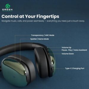 Green Symphony Hybrid ANC Headphones