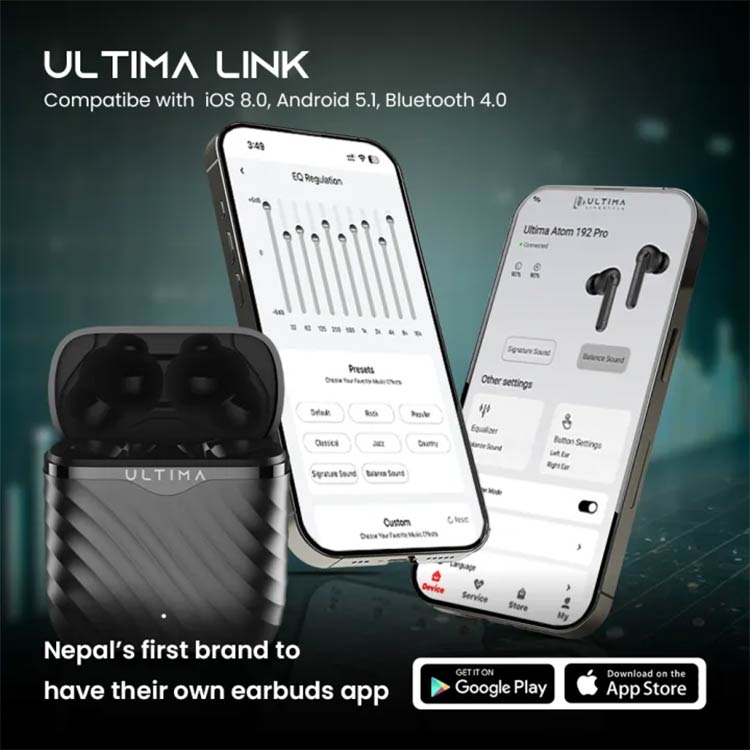 Ultima Atom 192 Pro truly wireless earbuds with Bluetooth 5.4 and ENX audio technology in Nepal