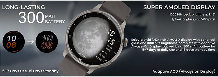 Ultima Watch Navigator 1.43 inch AMOLED display rugged smartwatch with GPS, altimeter, and barometer
