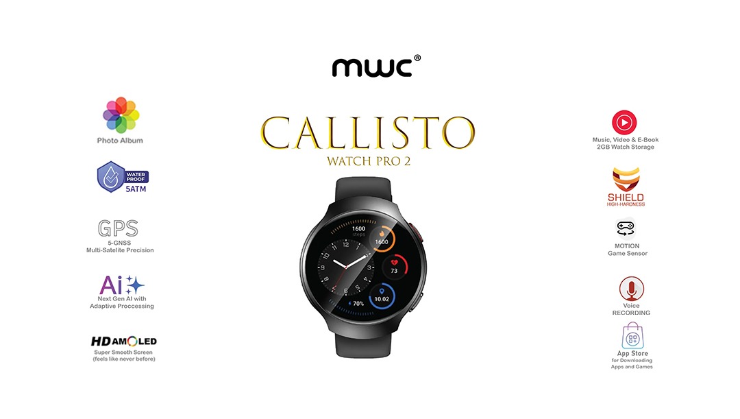 MWC Callisto Watch Pro 2 Smartwatch with 1.43-inch AMOLED Display, GPS, Bluetooth Calling, AI Features, Dual Straps, and 5ATM Water Resistance