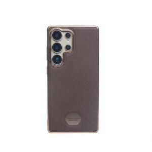 Luxury Leather Case With Gold Frame | Premium Protective Phone Case for Samsung S24 Ultra