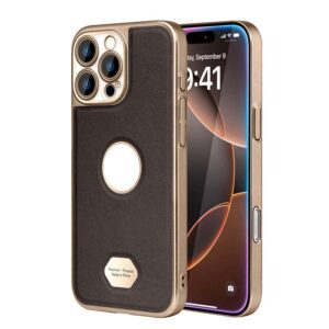 Luxury Leather Case With Gold Frame | Premium Protective Phone Case