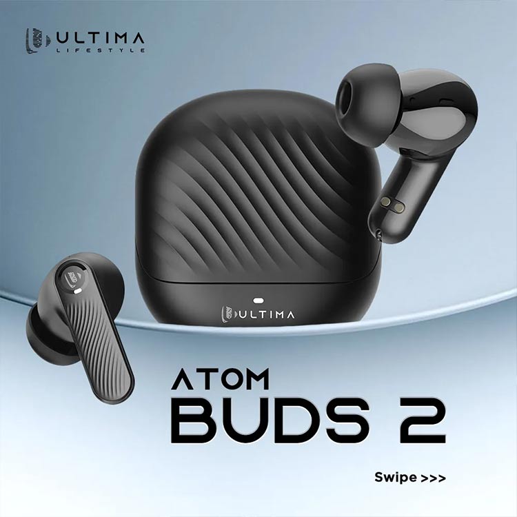 Ultima Atom Buds 2 earbuds with charging case