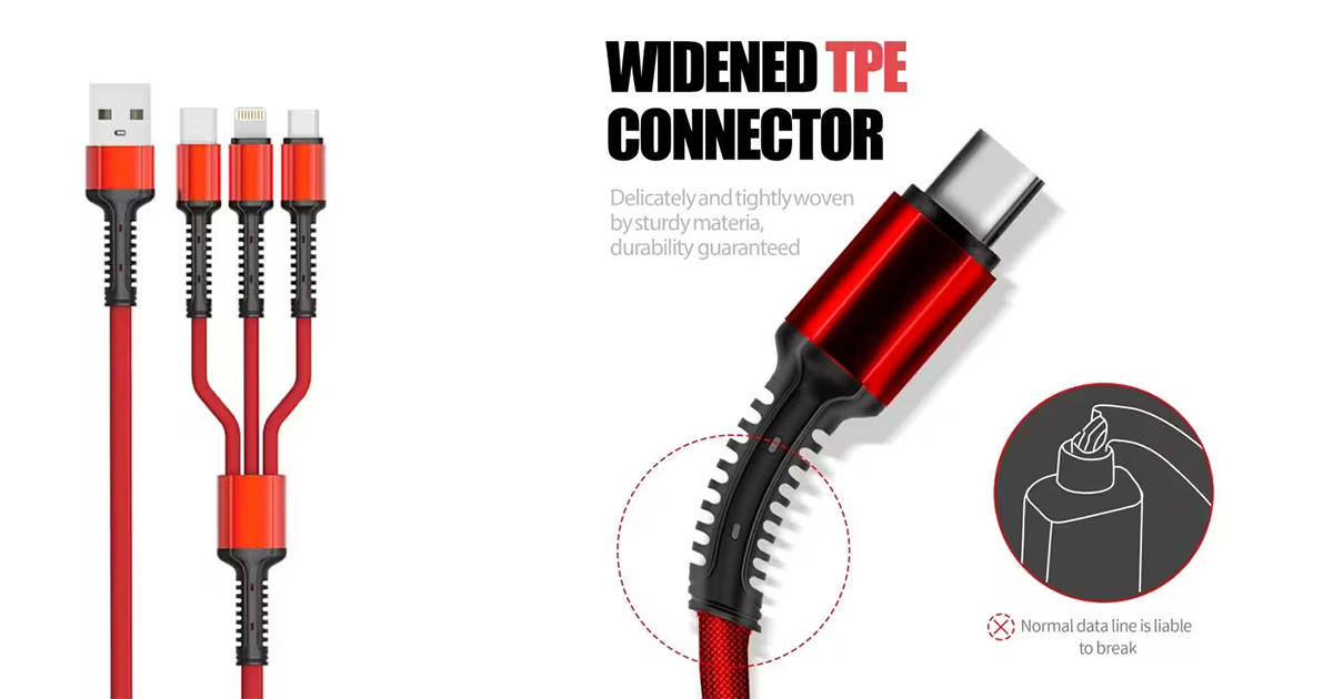 LDNIO LC93 3‑in‑1 Fast Charging Cable – 1.2 m