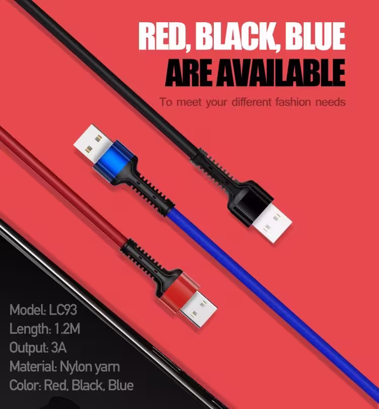 LDNIO LC93 3‑in‑1 Fast Charging Cable – 1.2 m
