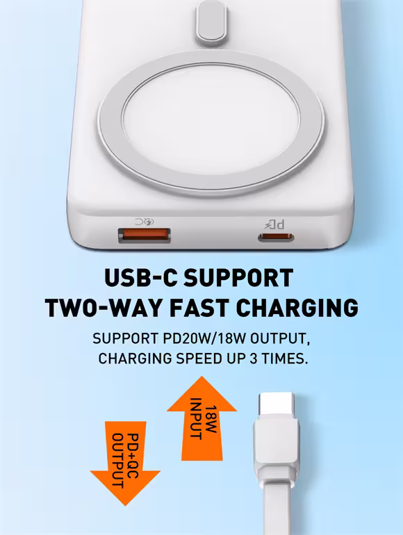 LDNIO PQ17 10000mAh Magnetic Wireless Power Bank with 15W Wireless Charging