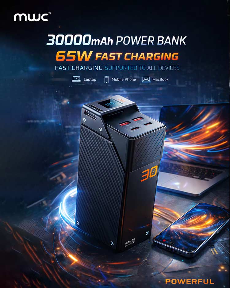 MWC PowerPulse MP30K 65W 30000mAh Power Bank in Nepal | Laptop Fast Charging
