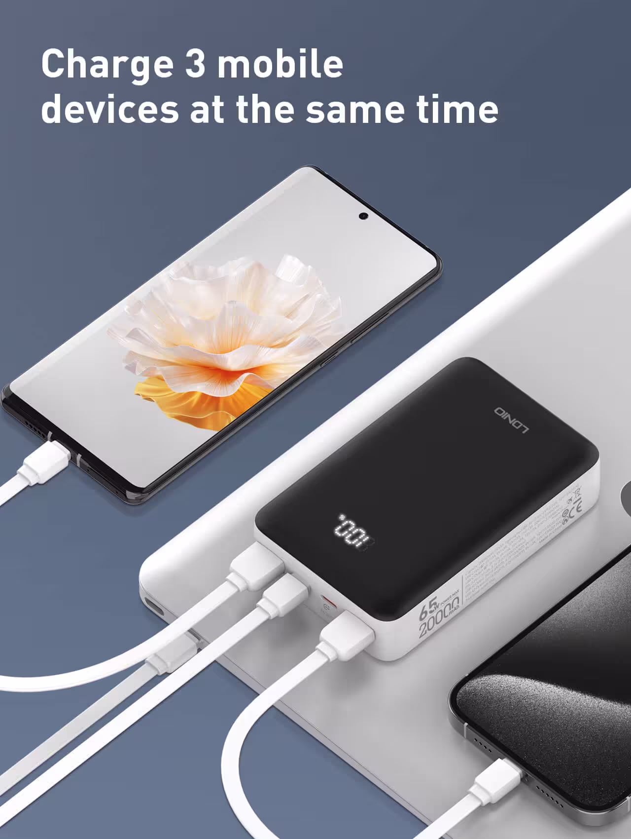 LDNIO PQ27 20000mAh 65W Fast Charging Power Bank with USB-C PD