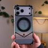 For iPhone 17 Pro Max Frameless Shell Fiber Metal Aluminum Case Built-in Magnetic O-ring Kickstand - Black
