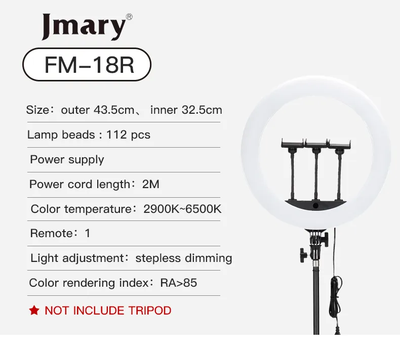 JMARRY FM-18R 18-inch LED ring light
