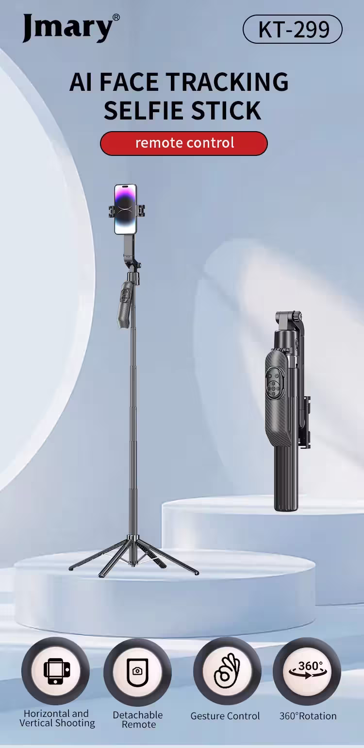 JMARY KT-299 AI Tracking Selfie Tripod with Bluetooth Remote