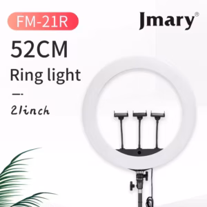 Buy Jmary FM-21R 21-inch professional ring light with adjustable color temperature, remote control, and triple phone holders. Perfect for photography, live streaming, and content creation.