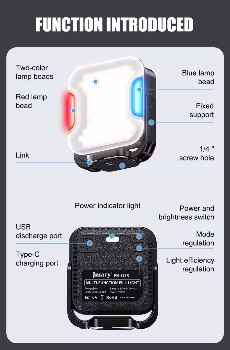 Jmary FM-328R portable LED video fill light for photography and vlogging_15