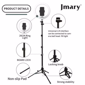 Jmary FM-536A 10 inch LED ring light with tripod stand