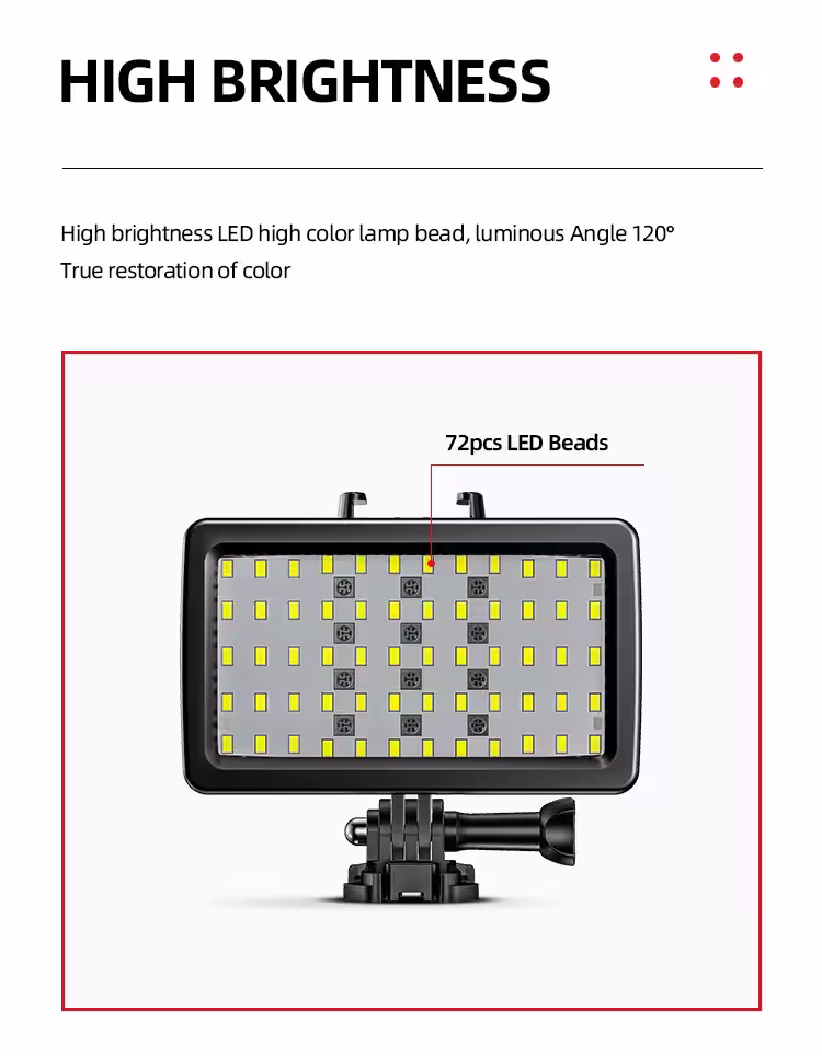 Jmary FM-72RGB waterproof RGB LED video fill light for camera and smartphone