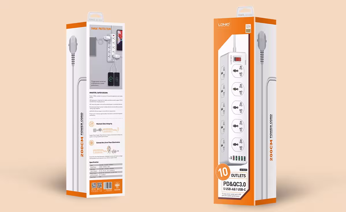 LDNIO SC10610 Power Strip 10 Outlets 6 USB 30W Fast Charging in Nepal