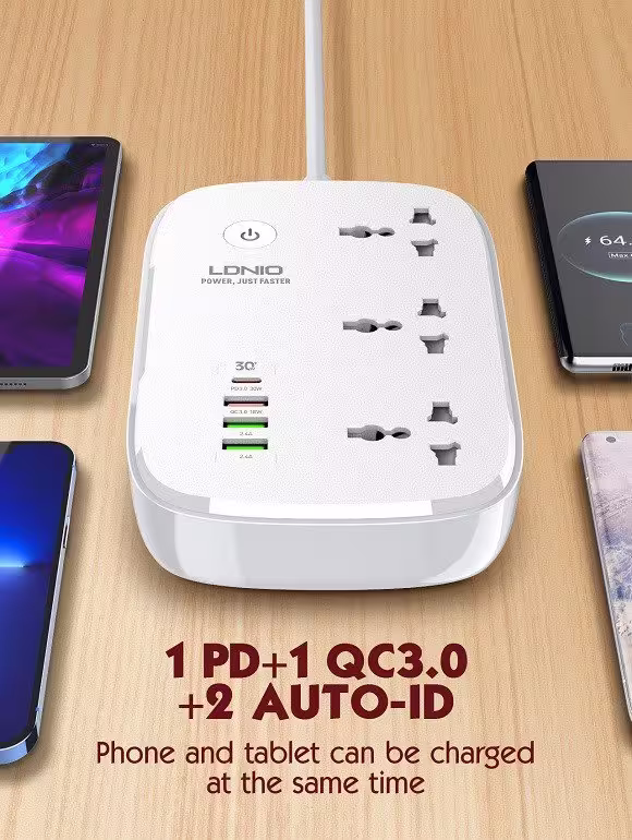 LDNIO SCW3451 Wi-Fi Smart Power Strip 3 AC Outlets + 30W PD QC Fast Charging