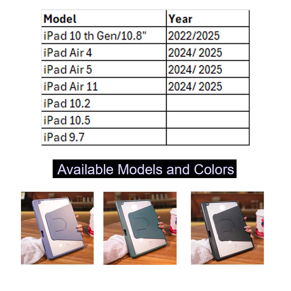 iPad Cover With Transparent Back, Detachable Folder And Pen Holder