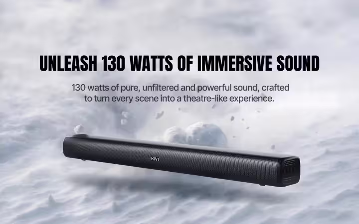 Mivi Fort R130 130W Bluetooth Soundbar with Dual Built-in Subwoofers