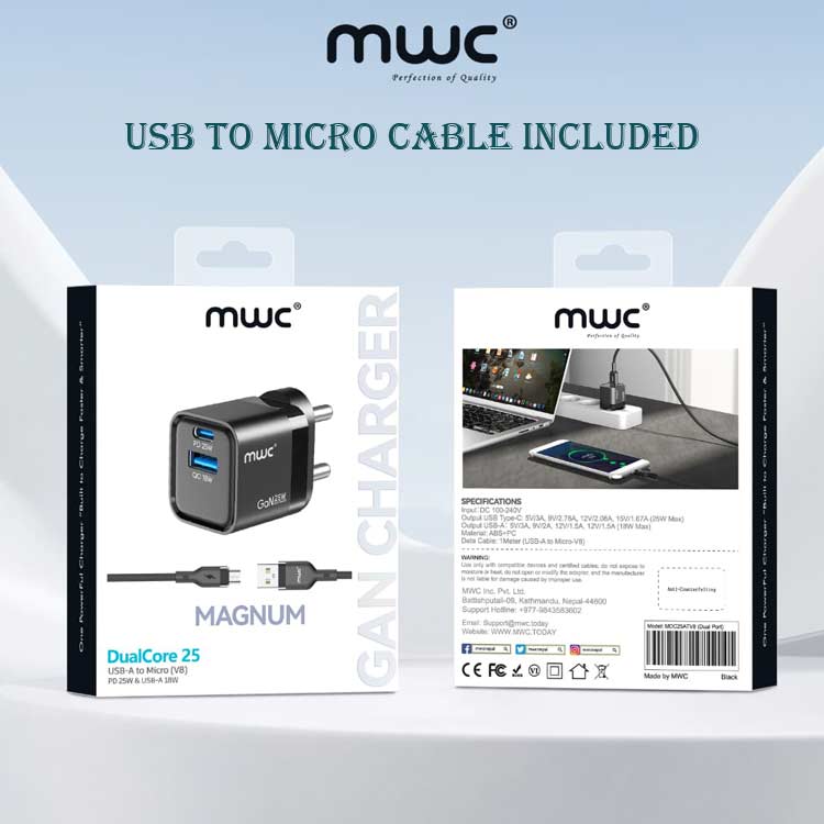 MWC Magnum 25W GaN Charger Usb to micro