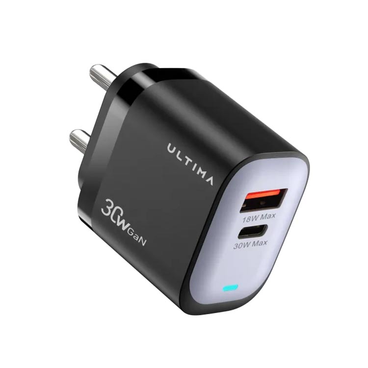 Ultima Rapid 30W Dual Port GaN Fast Charger (USB-A + Type-C PD)