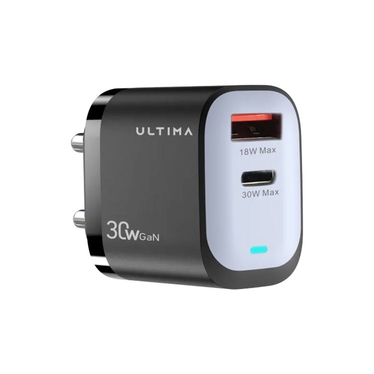 Ultima Rapid 30W Dual Port GaN Fast Charger (USB-A + Type-C PD)