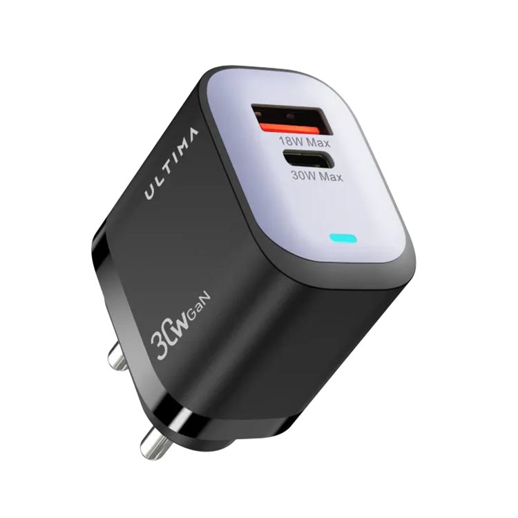Ultima Rapid 30W Dual Port GaN Fast Charger (USB-A + Type-C PD)