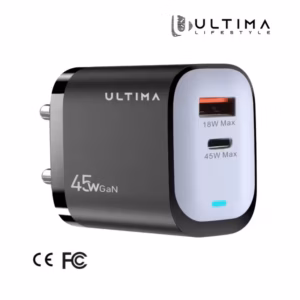 Ultima Rapid 45W Dual Port GaN Fast Charger (USB-A + Type-C PD)