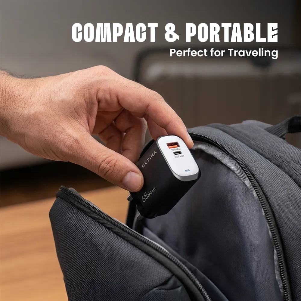 Ultima Rapid 65W GaN Dual Port Fast Charger in Nepal | Type-C PD Laptop Charger