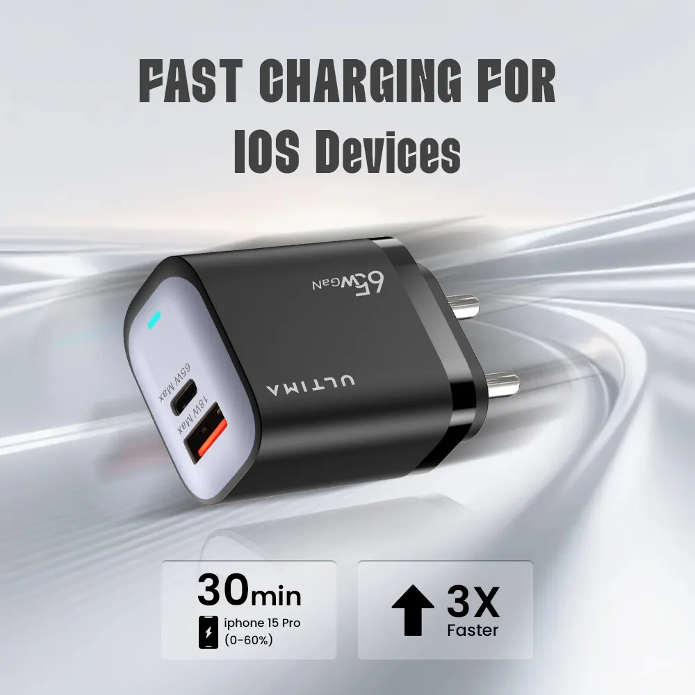 Ultima Rapid 65W GaN Dual Port Fast Charger in Nepal | Type-C PD Laptop Charger