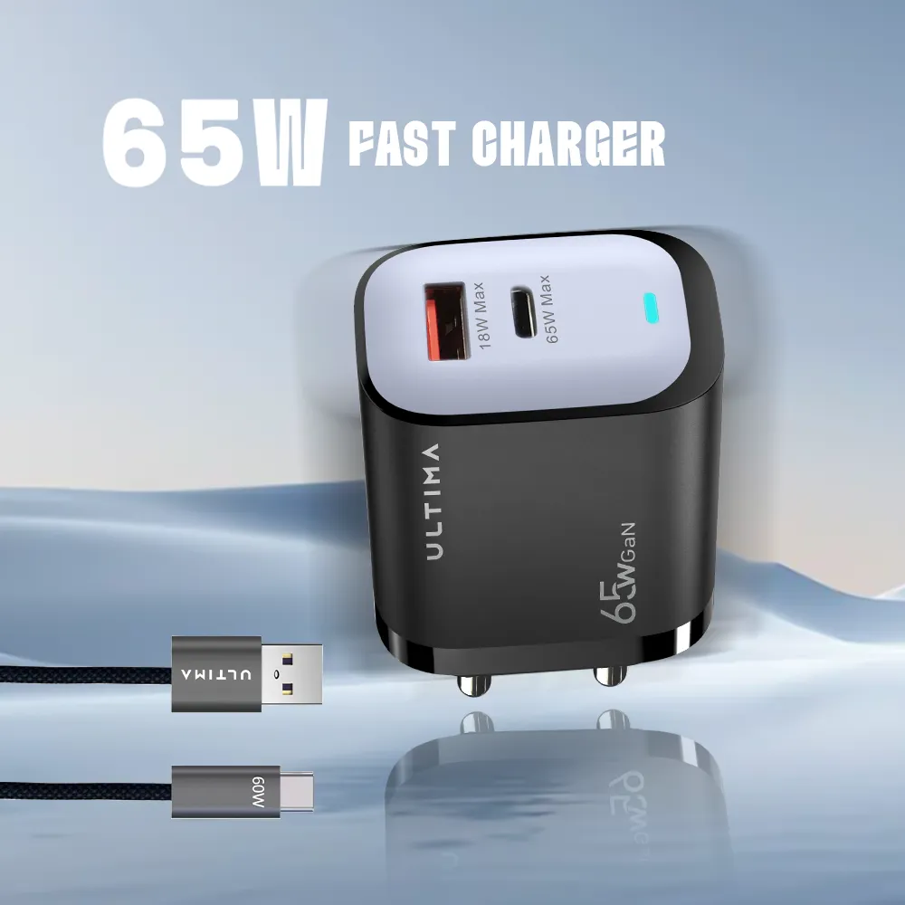 Ultima Rapid 65W GaN Dual Port Fast Charger in Nepal | Type-C PD Laptop Charger