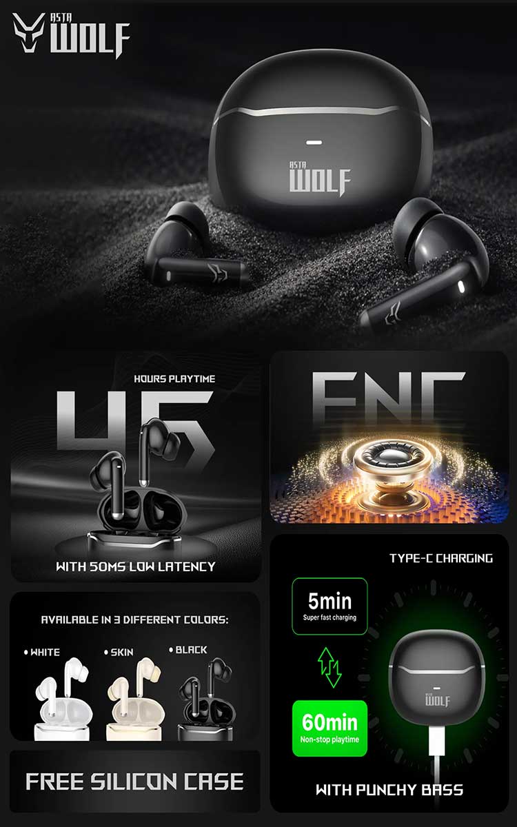  Asta Wolf Crest Wireless Earbuds